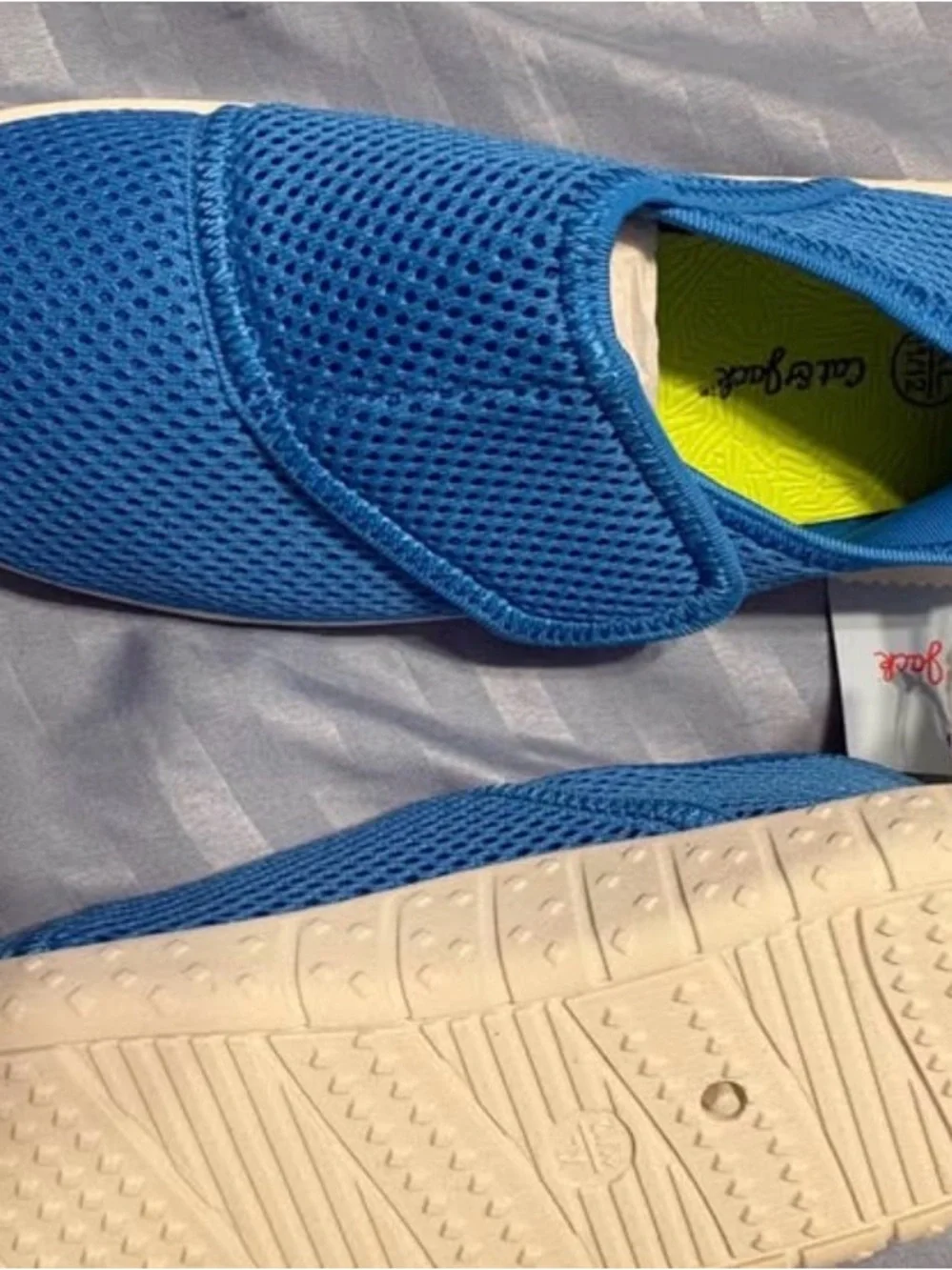 Cat & Jack Blue Slip-On Mesh Shoes with Lime Insole